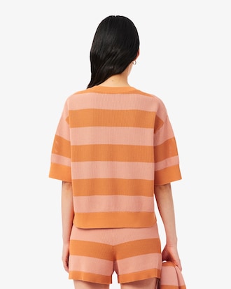 Playera De Punto De Malla A Rayas