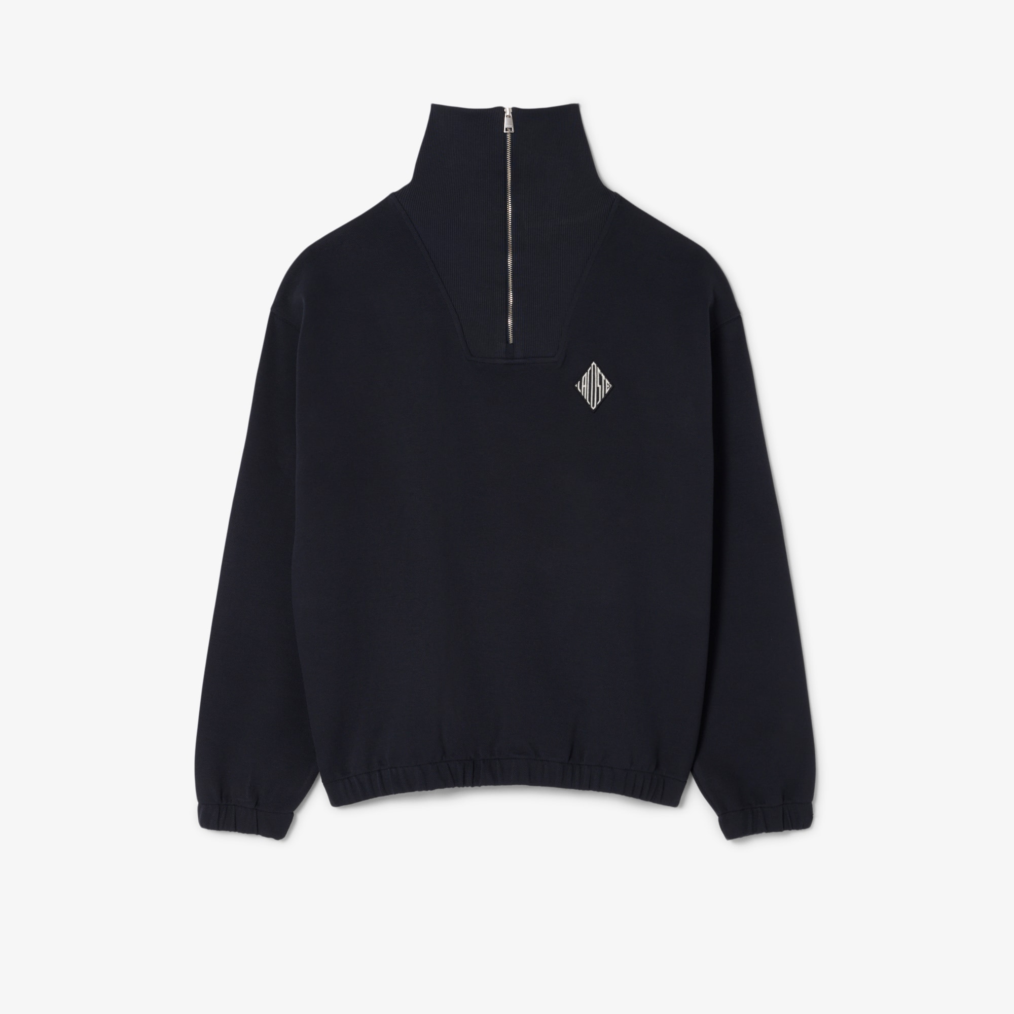 Loose Fit Zipped Neck Piqué Sweatshirt - Sweaters & Sweatshirts