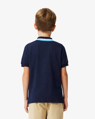 Kids' Stripe Collar Petit Piqué Polo