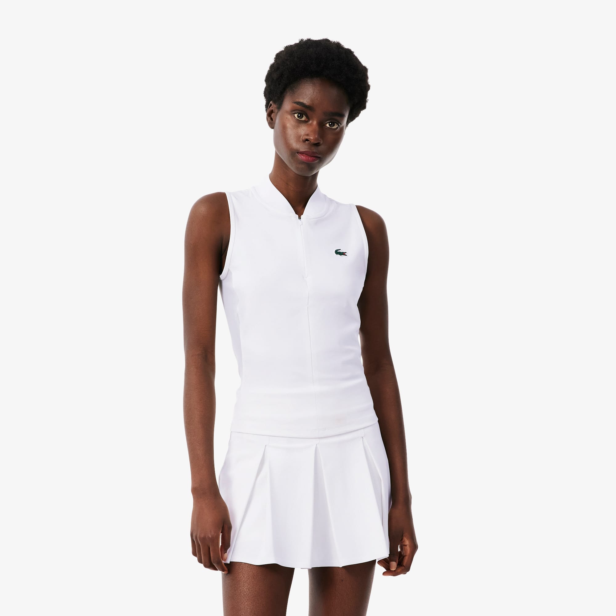 Sleeveless Stretch Dual Fabric Tennis Polo Shirt