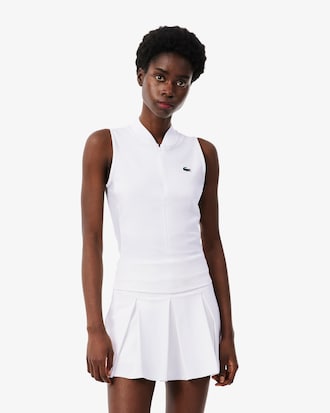 Sleeveless Stretch Dual Fabric Tennis Polo Shirt