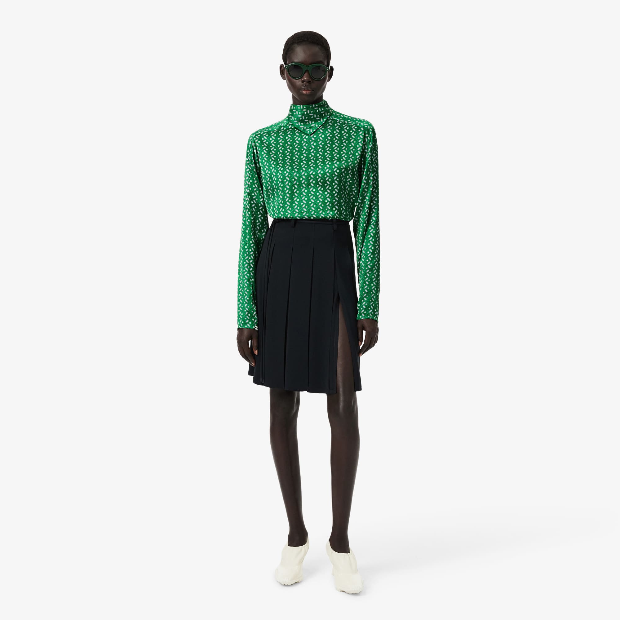 Lacoste Runway Fluid Pleated Skirt - 36 In Green