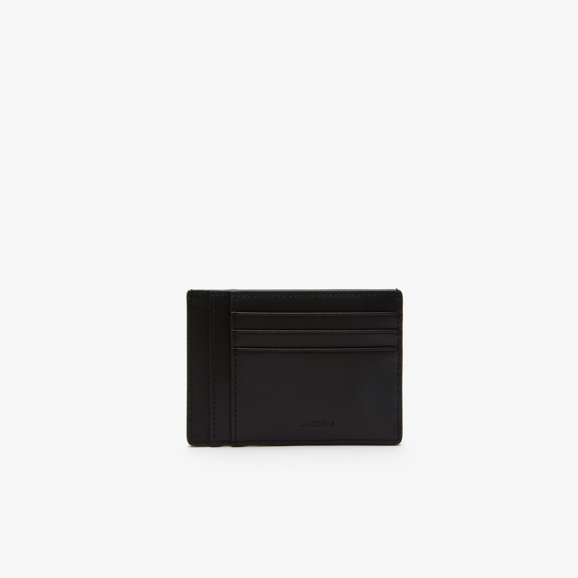 ★LACOSTE★ Men's Shantaco Card Wallet Black NH5026C55G000 Lacoste Men's Chantaco Small Billfold Wallet & ID Case