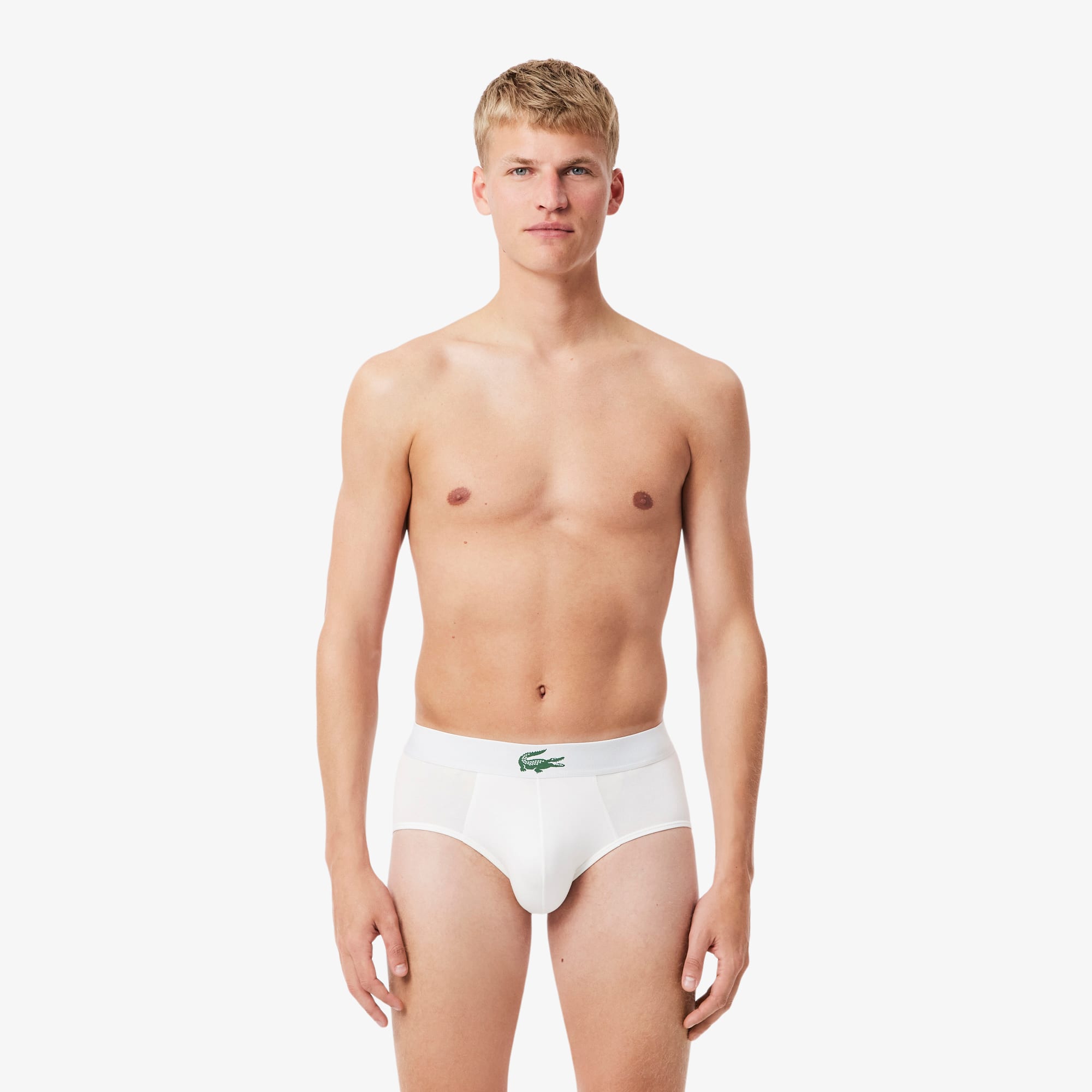 Lacoste 3-pack Stretch Jersey Briefs - Xxl In White