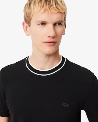 Men's Stretch Piqu&eacute; Striped Collar T-Shirt