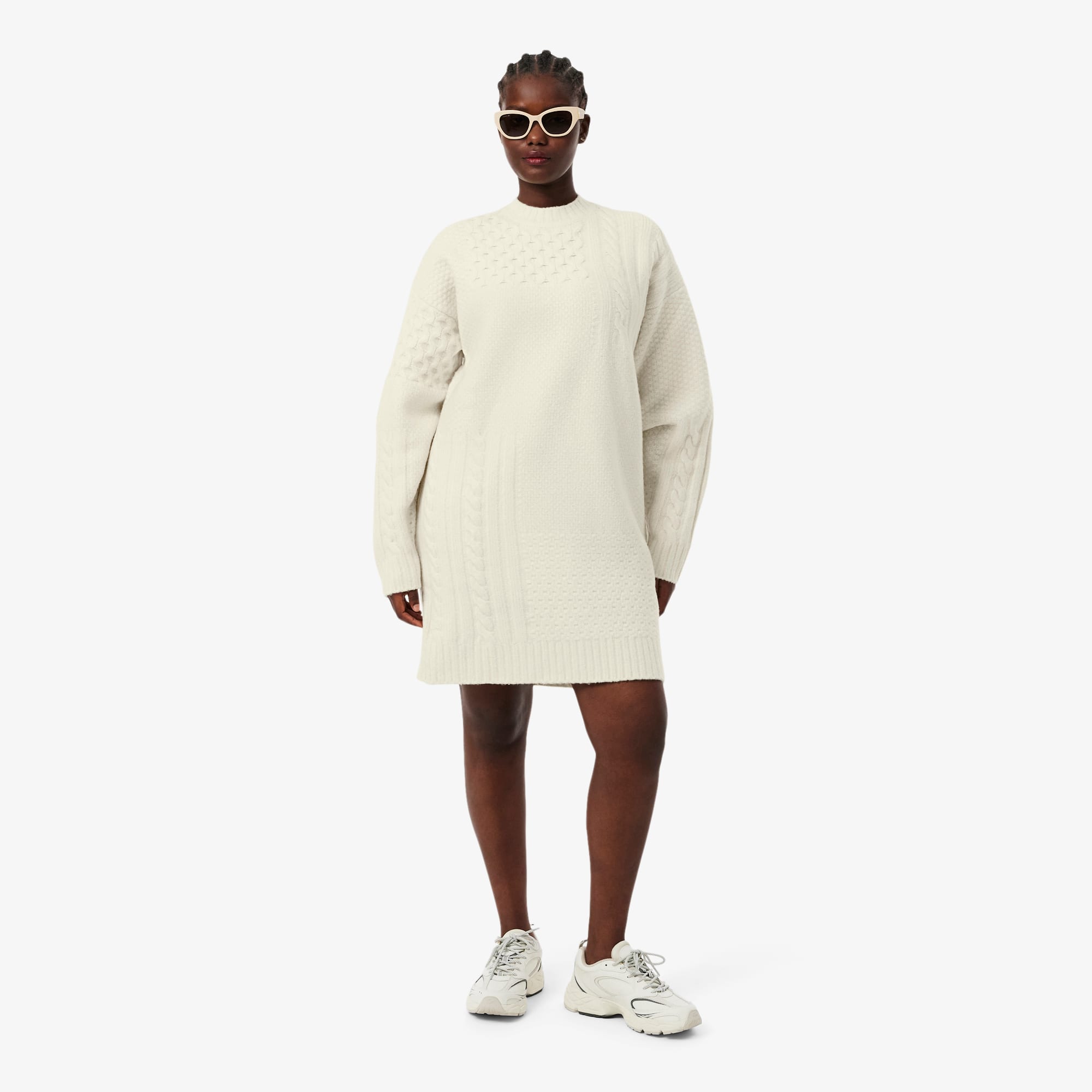 ワンピース laubeblanc Wool Jumper Dress ワンピース laubeblanc Wool Jumper Dress Leather Trimmed Wool