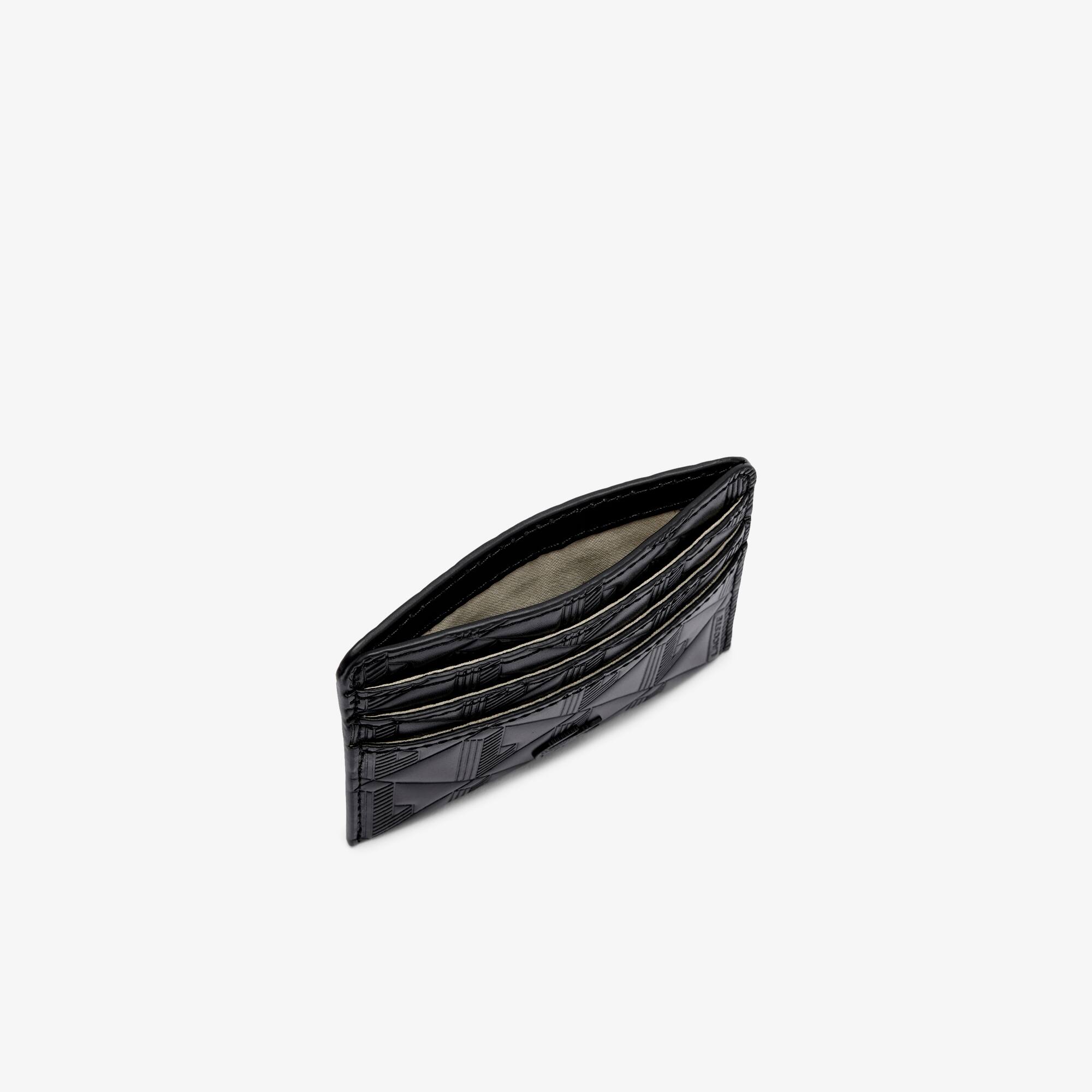 ★LACOSTE★ Women's Maheki Card Wallet Black NF4828M55G000 Women's Maheki Embossed Leather Card Holder - Bags - New In