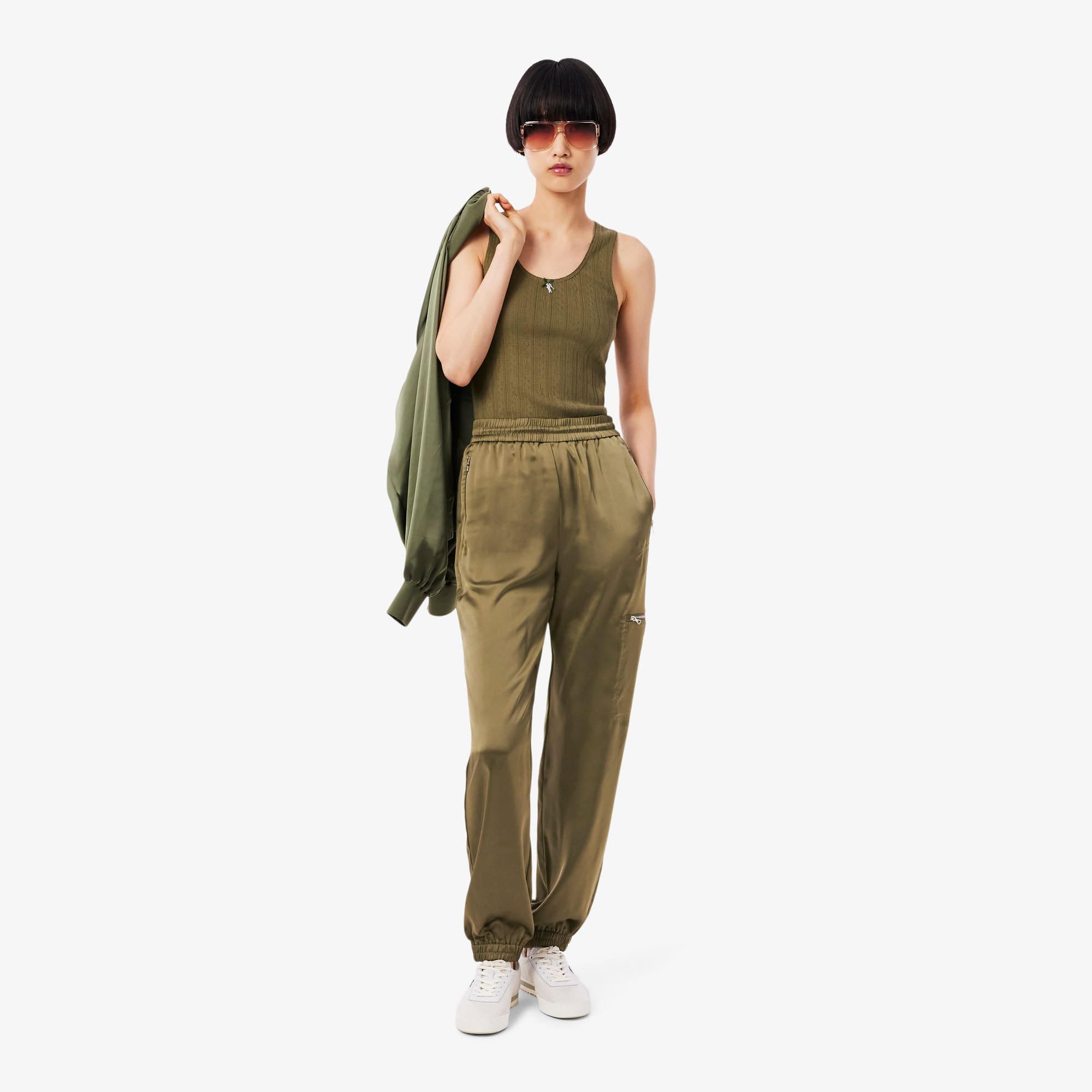 Lacoste Women's Oversized Satin Sweatpants - 40 In Green